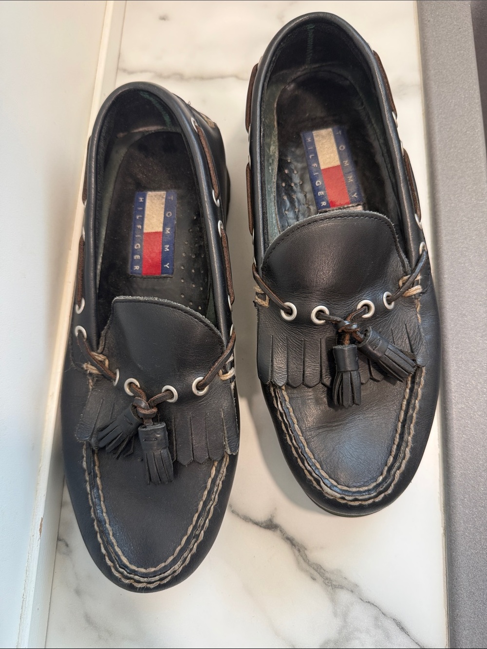 Tommy Hilfiger Men’s Black Leather Tassel Moccasins Size 9.5